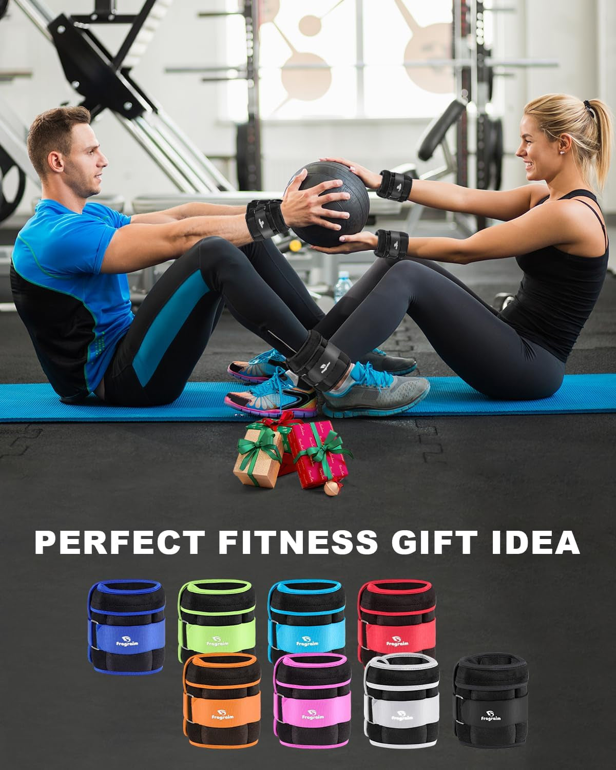 Fragraim Adjustable Ankle Weights, 5 lb Pair with Removable Weights for Jogging, Gymnastics, Aerobics