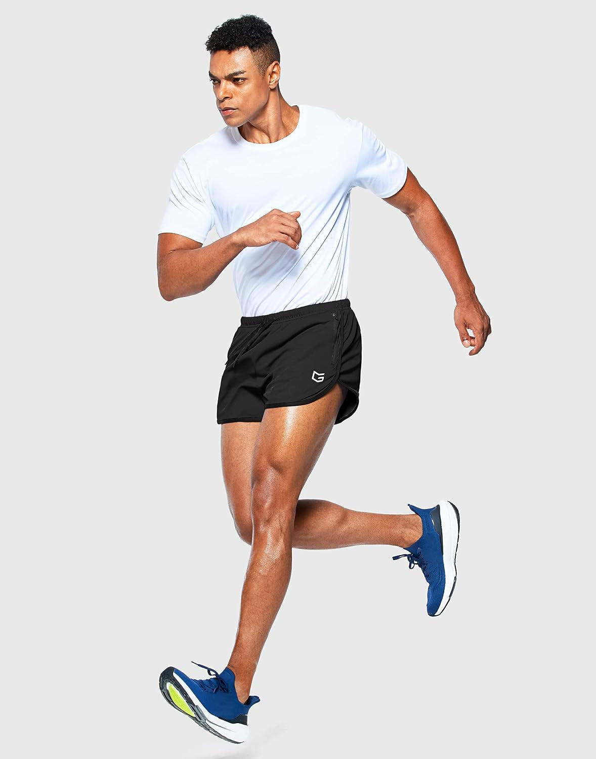 G Gradual Men's Running Shorts 3 Inch, Quick Dry Gym Shorts with Zipper Pockets