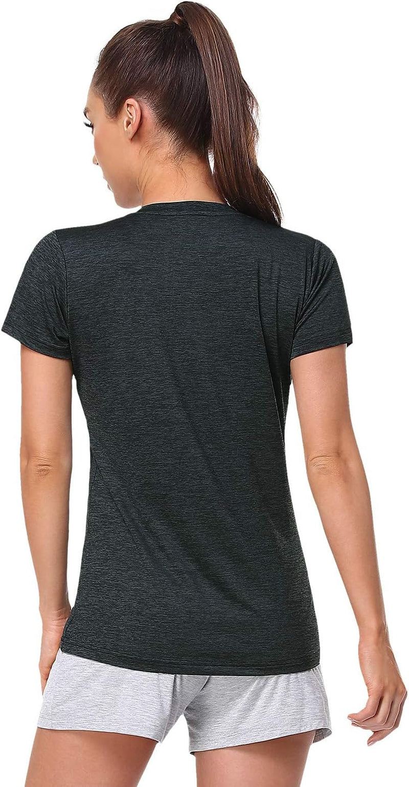 5-Pack Women's Short Sleeve Dry Fit T-Shirts, Moisture Wicking V-Neck Workout Tees