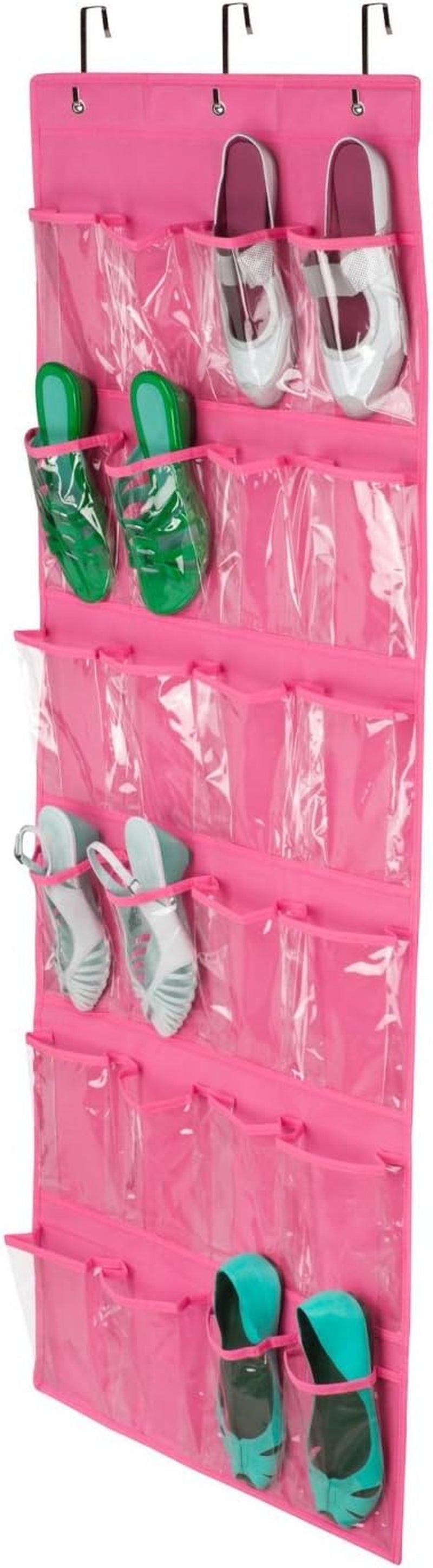24-Pocket over the Door Shoe Organizer (Pink)