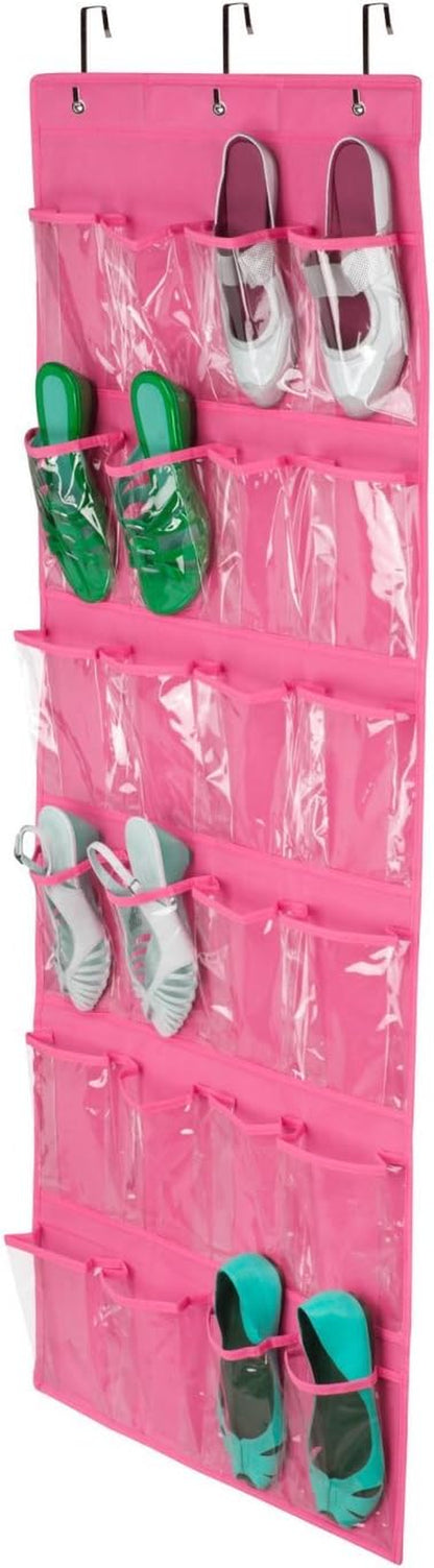 24-Pocket over the Door Shoe Organizer (Pink)
