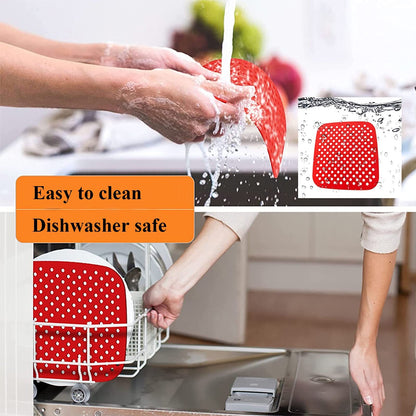 2 Pack 8.5 Inch Reusable Silicone Air Fryer Liners Non Stick Heat Resistant Mat