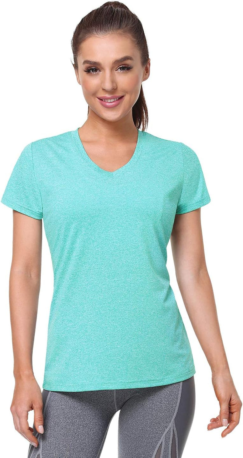 5-Pack Women's Short Sleeve Dry Fit T-Shirts, Moisture Wicking V-Neck Workout Tees