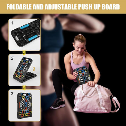Push up Board Foldable Adjustable Pushup Bar 56 in 1 Exercise Fitness Workout for Muscle Max Strength Training for Men Women Home Gym Equipment