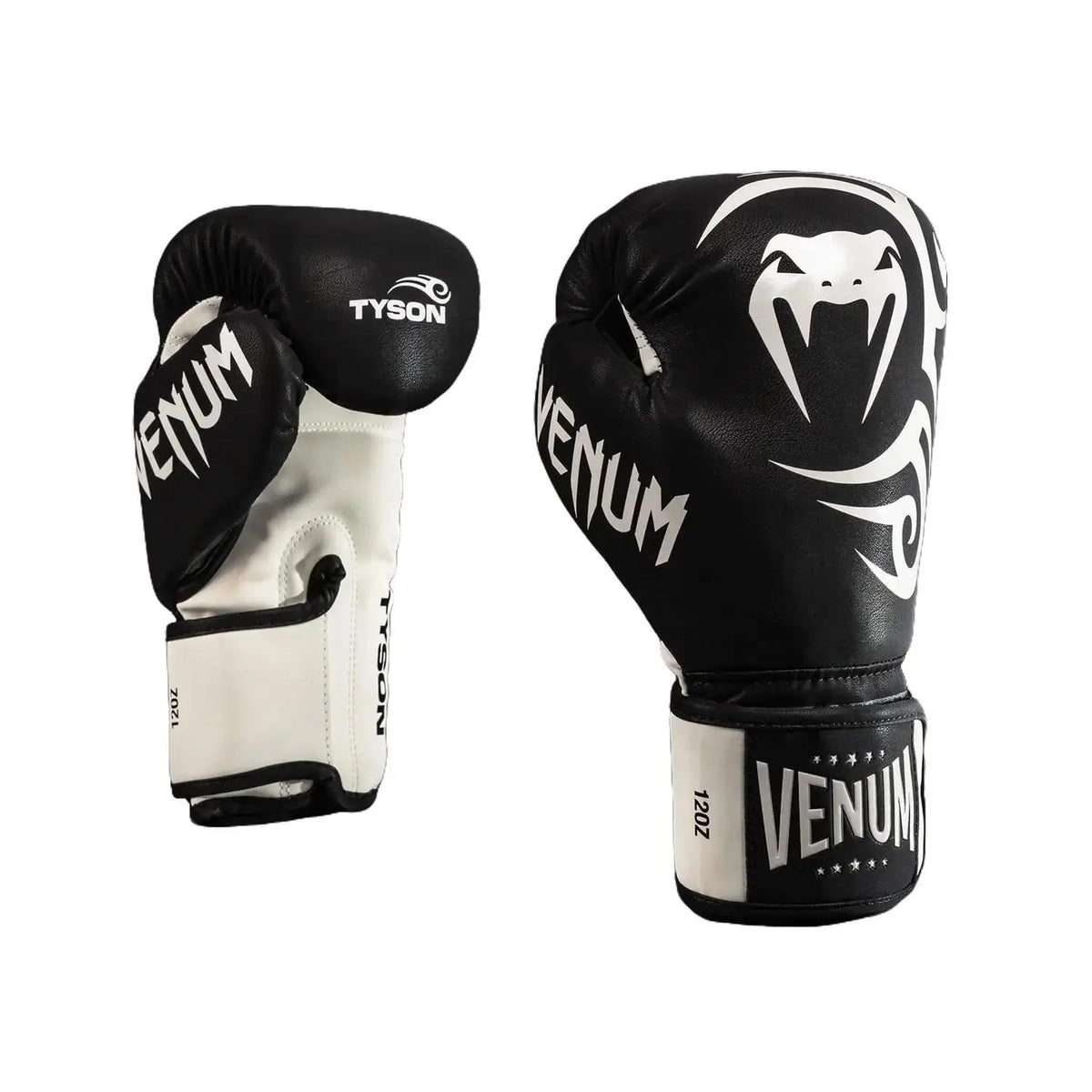 Unleash Your Inner Champion with Venum Mike Tyson Replica Boxing Gloves - Deep Black/Optical White, Perfect for All Season Training and Fights