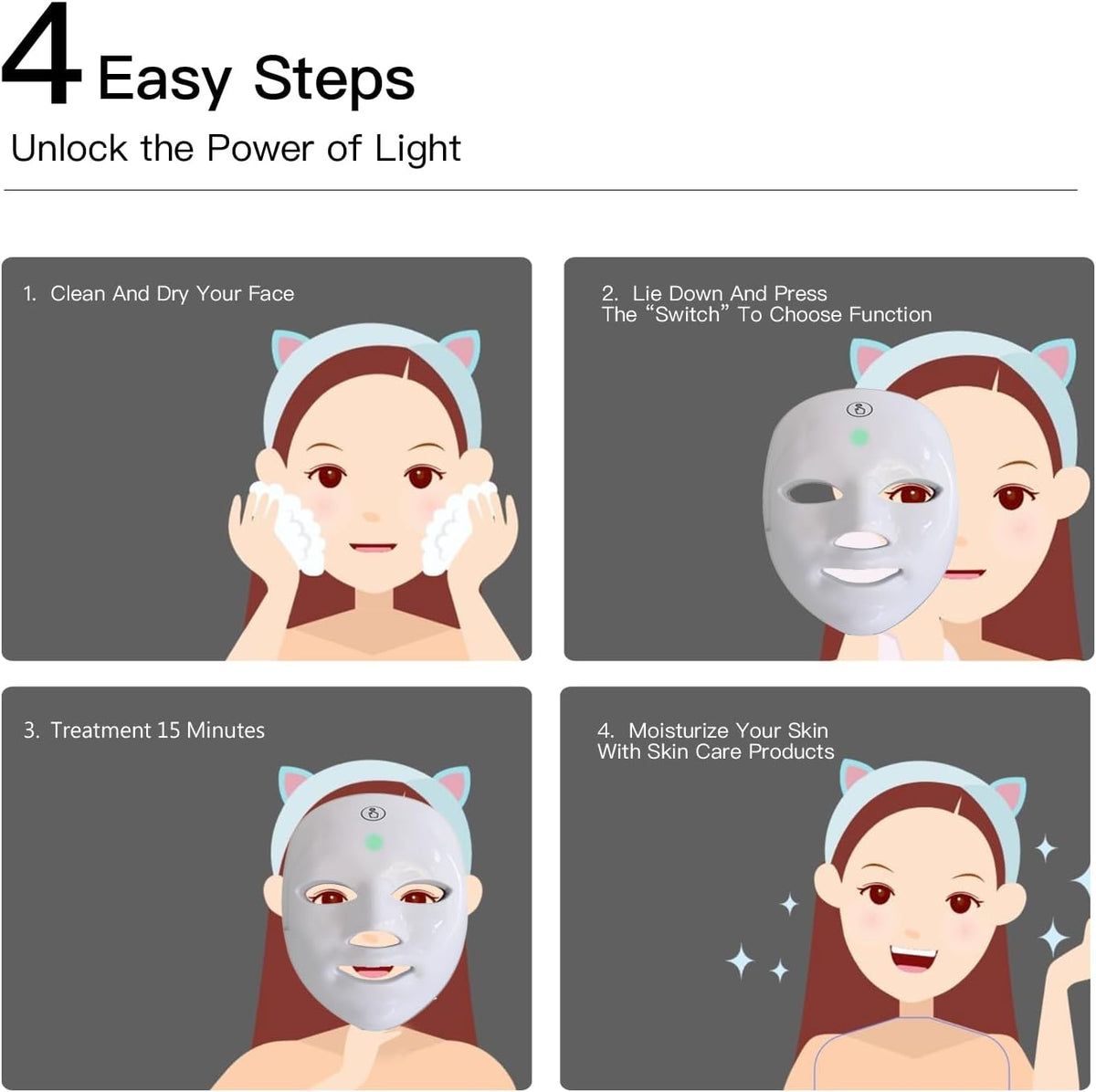 LED Face Mask Light Therapy, 7+1 Modes Portable Red Light Therapy for Face, Rechargeable, Blue & Red Light Mask, LED Facial Skin Care Mask at Home & Travel