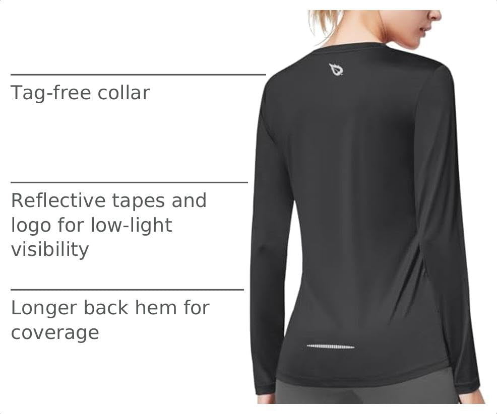 baleaf Women's Long Sleeve Workout Top, Quick Dry Athletic Running Shirt