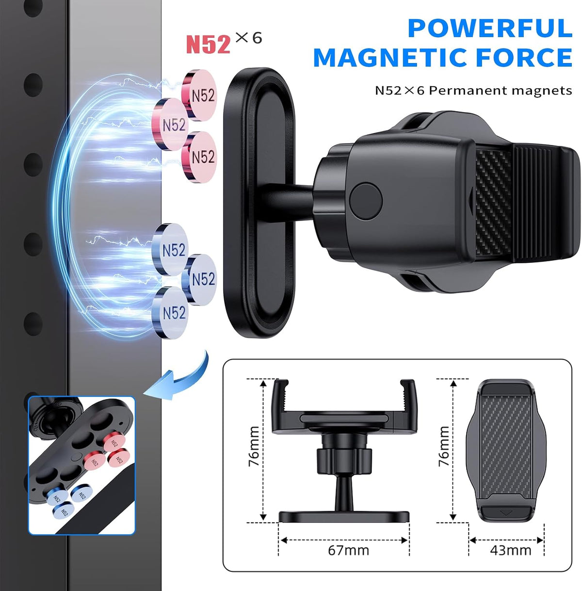 Magnetic Phone Holder for Gym, Essential Phone Mount for Gym Goers