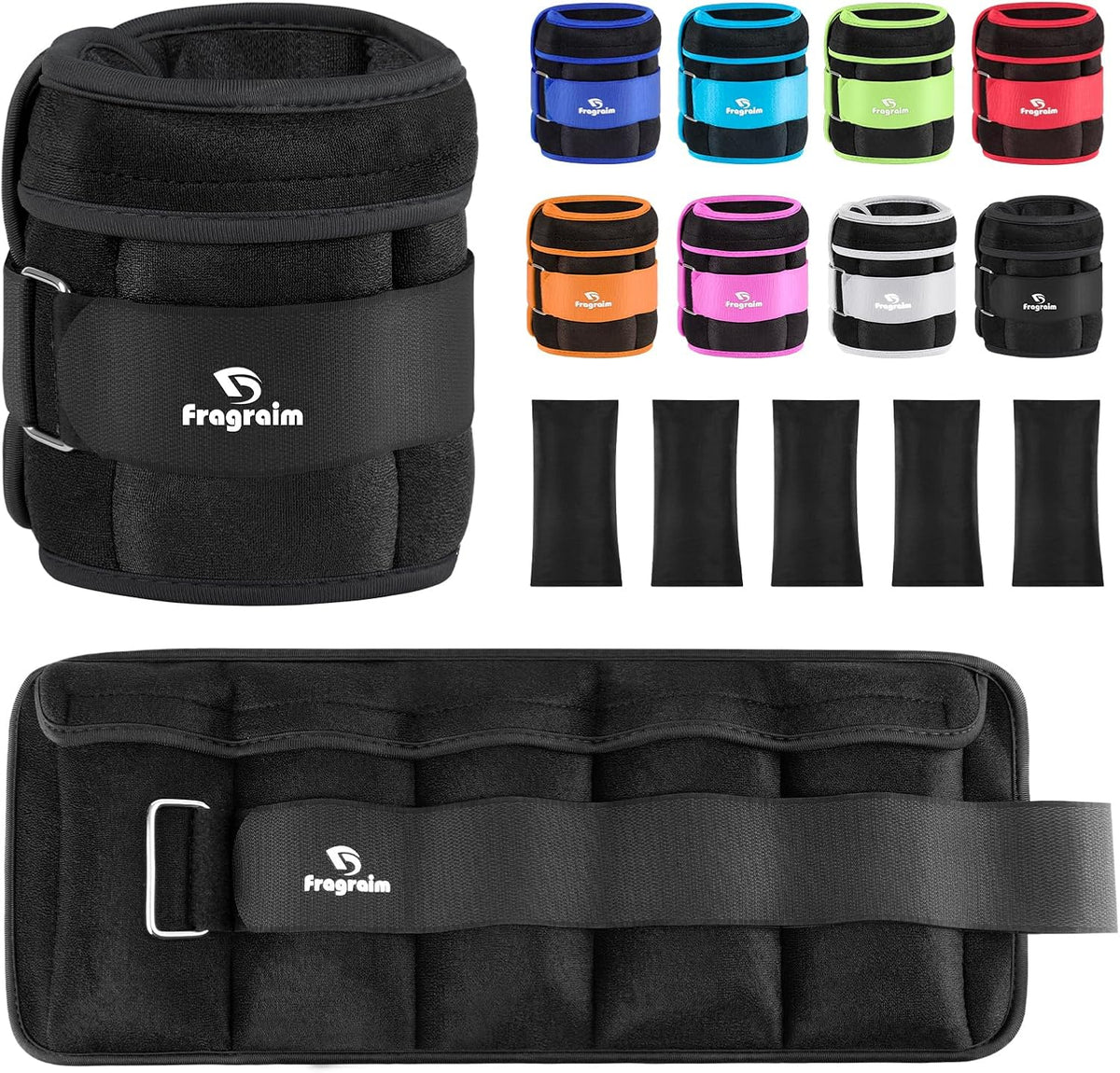 Fragraim Adjustable Ankle Weights, 5 lb Pair with Removable Weights for Jogging, Gymnastics, Aerobics