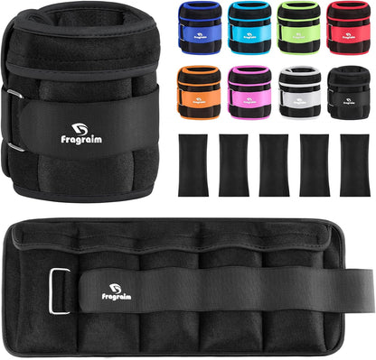 Fragraim Adjustable Ankle Weights, 5 lb Pair with Removable Weights for Jogging, Gymnastics, Aerobics