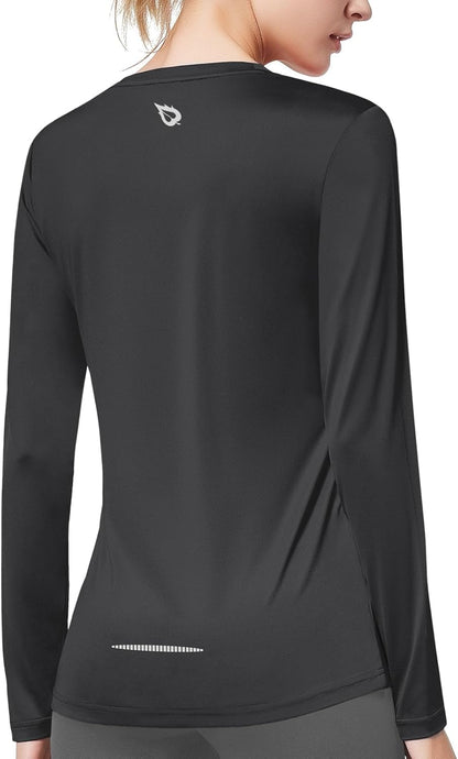 baleaf Women's Long Sleeve Workout Top, Quick Dry Athletic Running Shirt