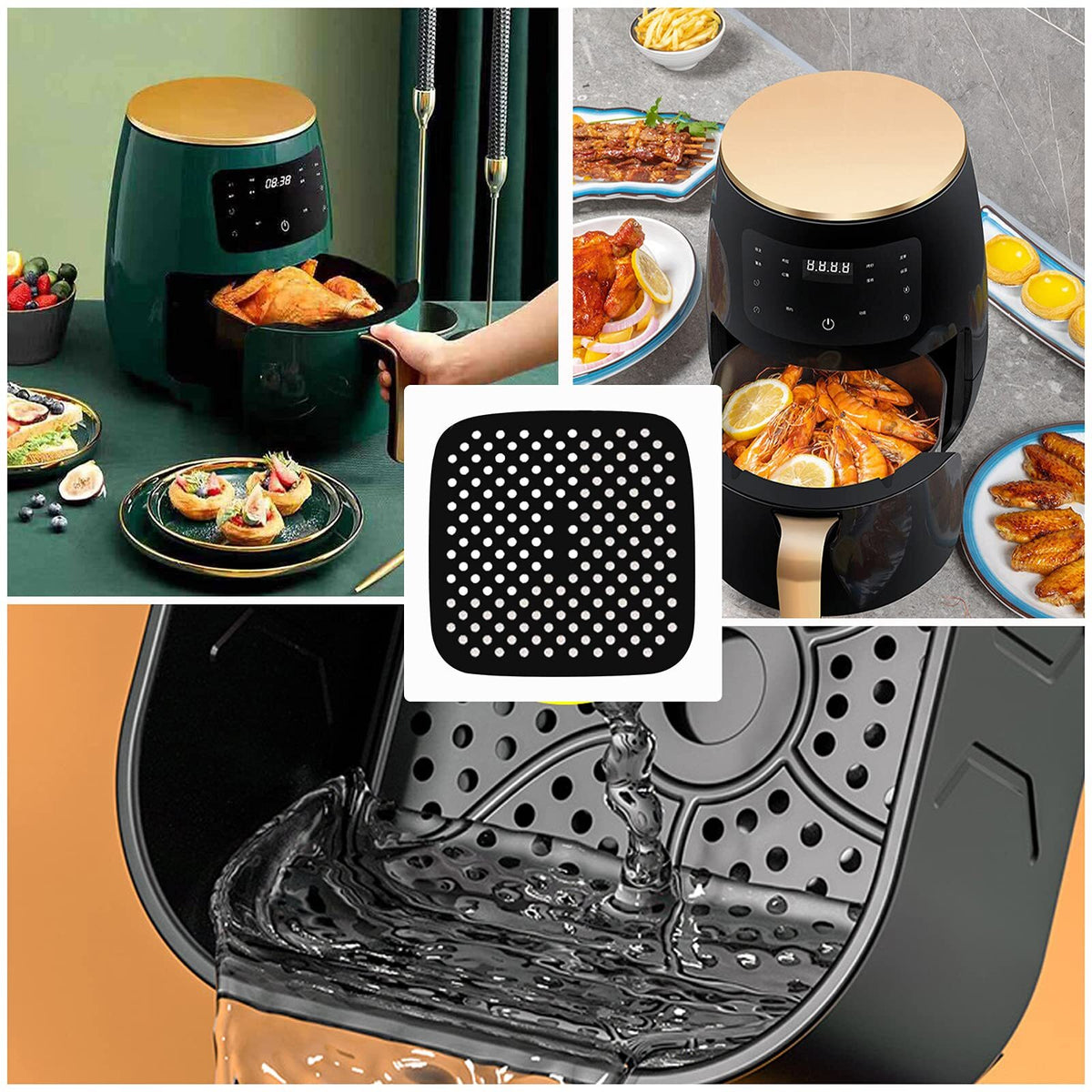2 Pack 8.5 Inch Reusable Silicone Air Fryer Liners Non Stick Heat Resistant Mat