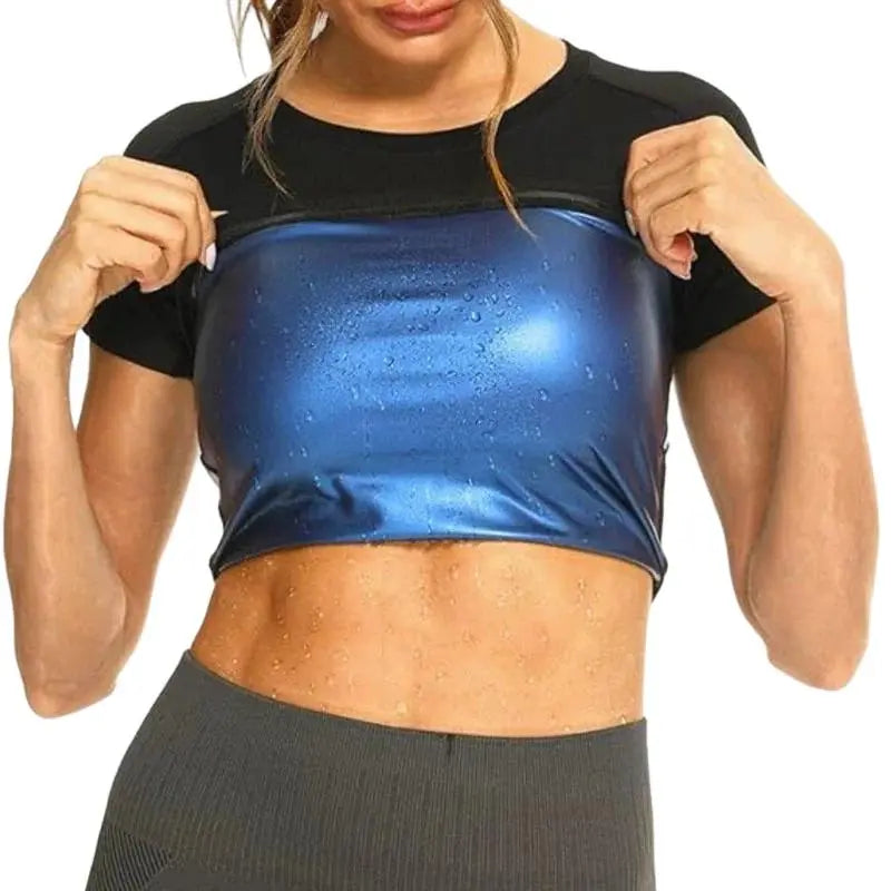 Women'S Sauna Sweat Shirt, Tummy Control Athletic Tee, Short Sleeve Compression T-Shirt, Sweat-Enhancing Workout Top Sauna Sweat Workout Shirt