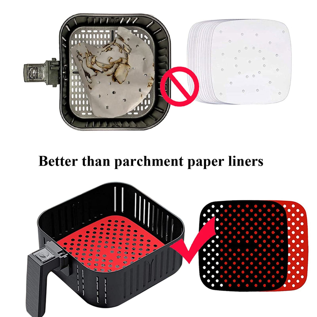 2 Pack 8.5 Inch Reusable Silicone Air Fryer Liners Non Stick Heat Resistant Mat