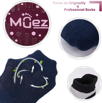 Muezna Non Slip Yoga Socks for Women, Anti-Skid Pilates Socks with Grips