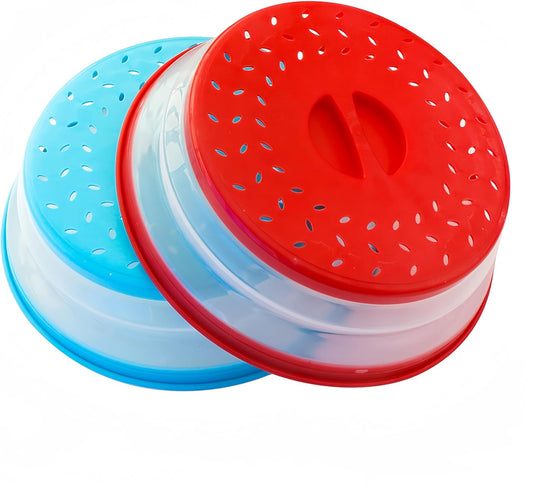 Pack of 2 Collapsible Microwave Food Cover, Splatter Guard,Vented Microwave Lid for Food,10.5Inch, BPA Free TPR, Dishwasher Safe