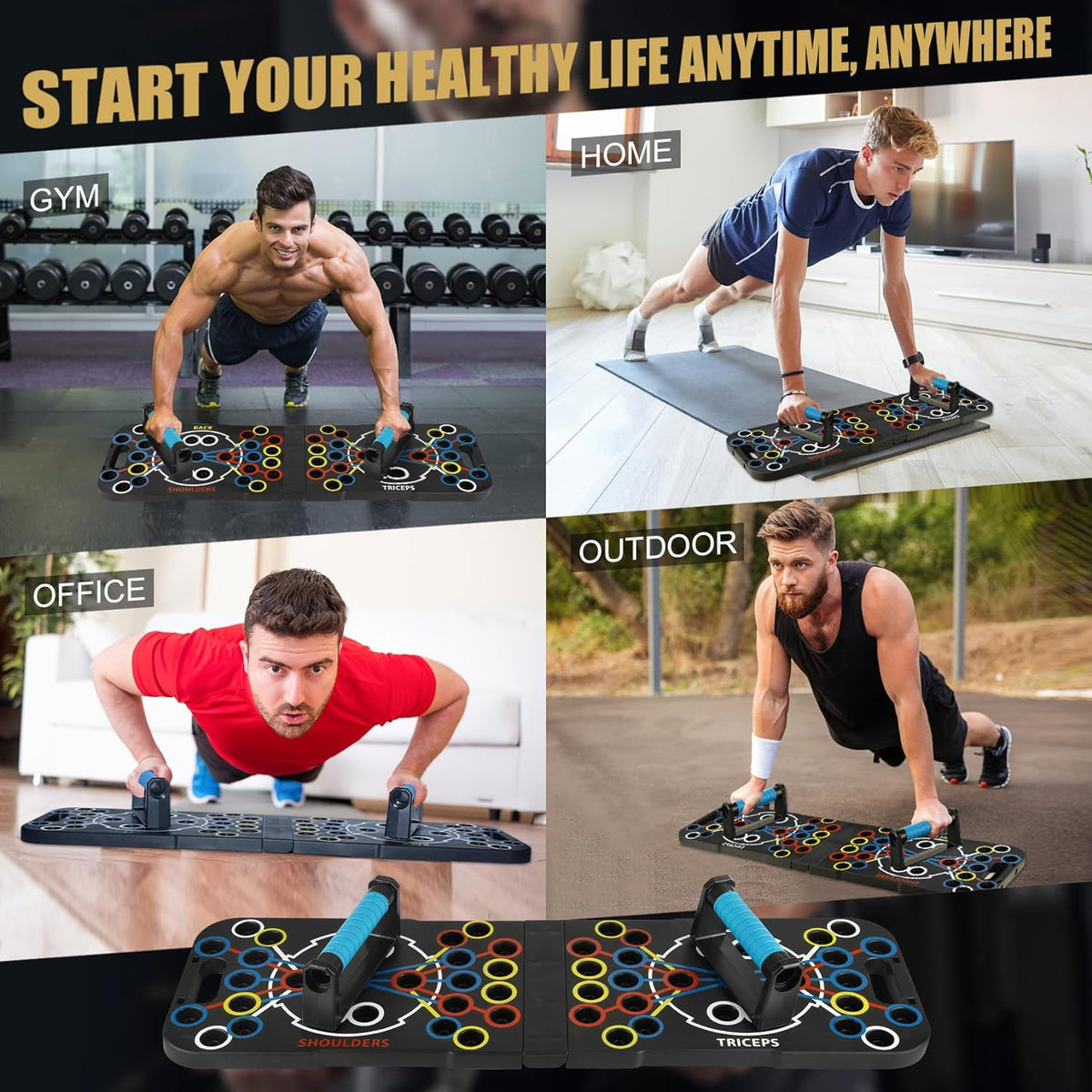 Push up Board Foldable Adjustable Pushup Bar 56 in 1 Exercise Fitness Workout for Muscle Max Strength Training for Men Women Home Gym Equipment