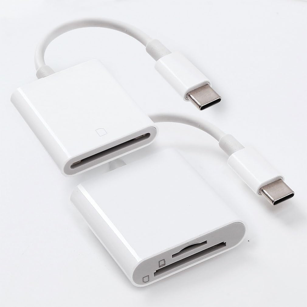 USB Data Cable, USB C SD Card Reader, 2 in 1 Type C Memory Card Reader, Micro TF Adapter Trail Camera Viewer Plug and Play Compatible with Samsung Android Laptop (2 Packs)