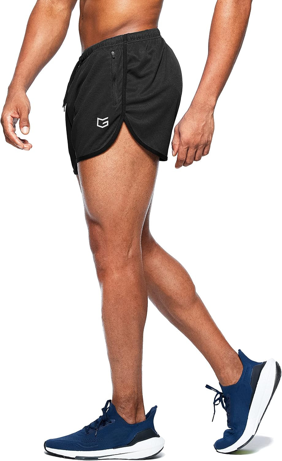 G Gradual Men's Running Shorts 3 Inch, Quick Dry Gym Shorts with Zipper Pockets