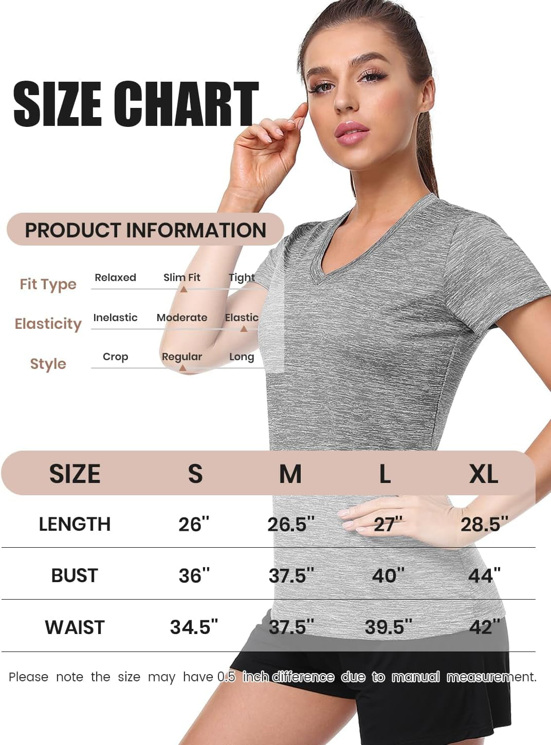 5-Pack Women's Short Sleeve Dry Fit T-Shirts, Moisture Wicking V-Neck Workout Tees