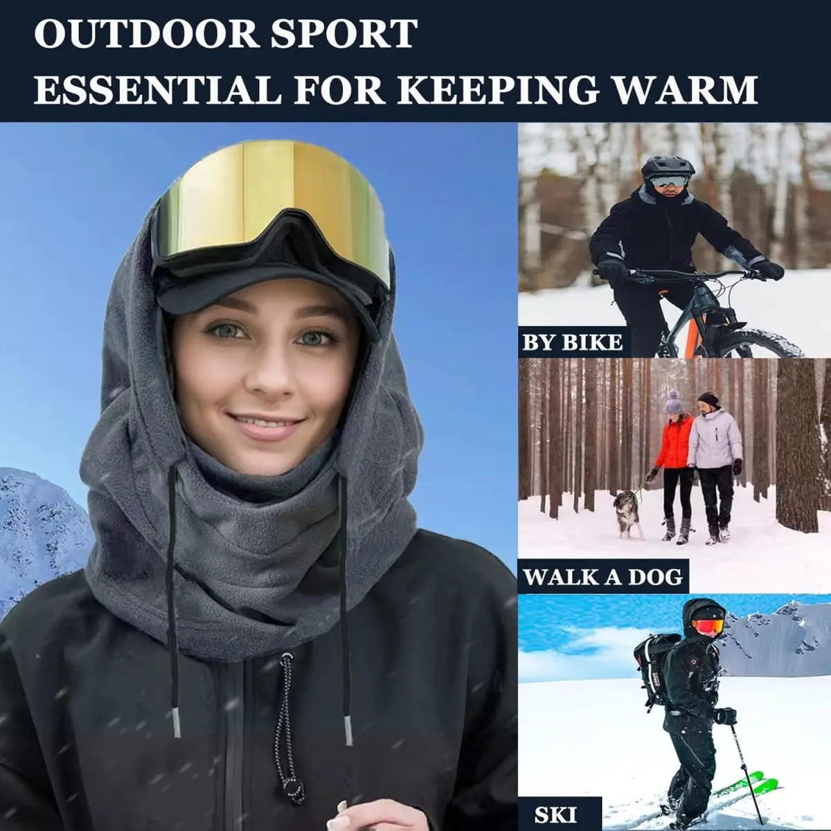 Men'S and Women'S Winter Skiing Masks - Outdoor Bicycle Windproof Warm Hats, Winter Cold Masks, and Scarves