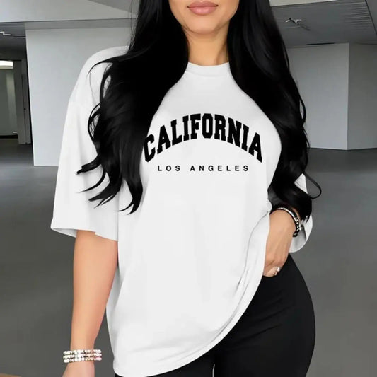 Women'S Casual Sport T-Shirt - California Los Angeles Graphic Print, round Neck Summer Top, Relaxed Fit for Gym, Lounge & Casual Attire, Gym Casual Wear | Relaxed Fit Shirt | Lightweight Fabric, Ladies T Shirts