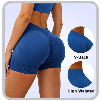 [SIZE up 1] DEEFY LJ V-BACK SCRUNCH SHORTS High Waisted Booty Lifting Shorts Tummy Control Seamless Workout Shorts Gym Yoga Activewear Women Glute Sculpting Shorts