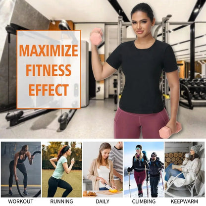 Women'S Sauna Sweat Shirt, Tummy Control Athletic Tee, Short Sleeve Compression T-Shirt, Sweat-Enhancing Workout Top Sauna Sweat Workout Shirt