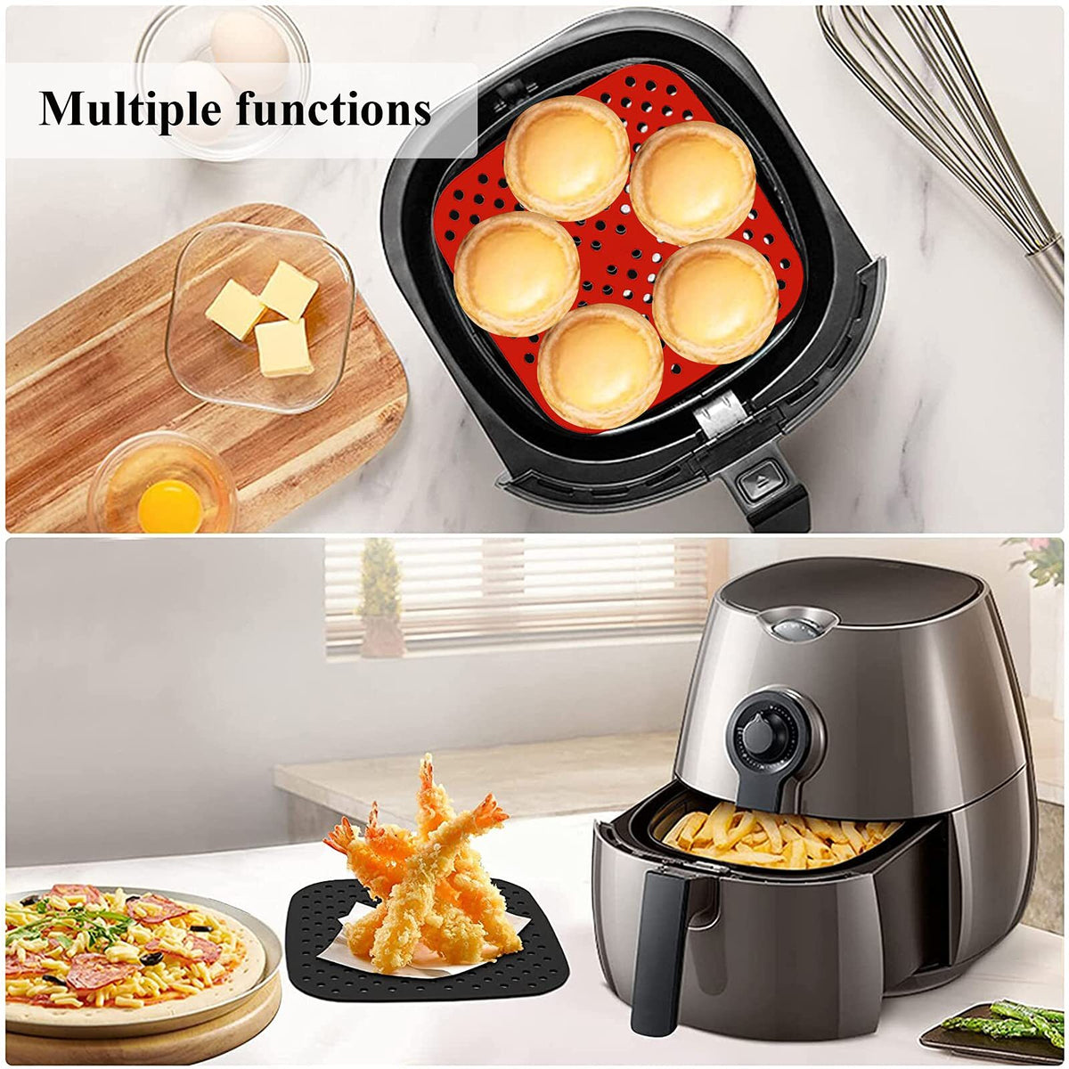 2 Pack 8.5 Inch Reusable Silicone Air Fryer Liners Non Stick Heat Resistant Mat