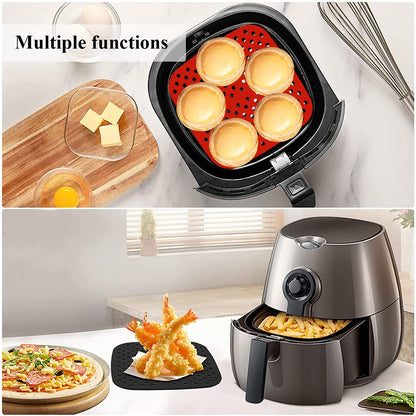 2 Pack 8.5 Inch Reusable Silicone Air Fryer Liners Non Stick Heat Resistant Mat