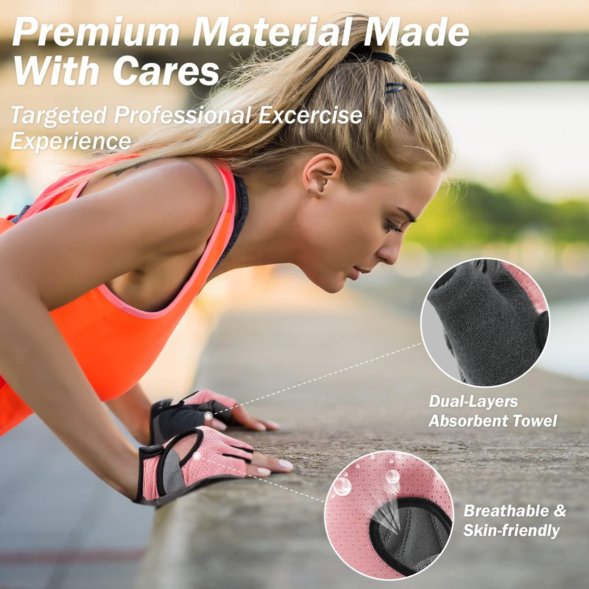 LIFECT Freedom Workout Gloves – Fingerless Weight Lifting Gloves with Curved Open Back