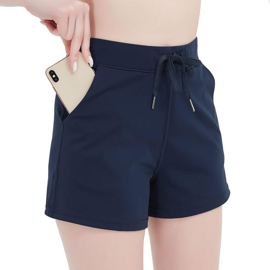 RIBOOM Women's Running Shorts 2-in-1, Active Workout Shorts with Pockets